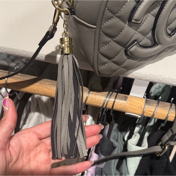 Lux Gray Quilted Crossbody Bag - Picture 3 of 8